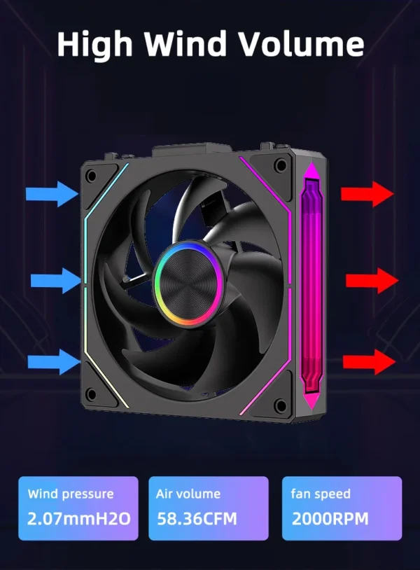 COOLCIRC CX-2 Computer Chassis Fan 120mm 5V 3-pin ARGB Cooler  12V/4PIN PWM 800-2000 RPM 3-in-1 Quiet Building Block Cooling Fan