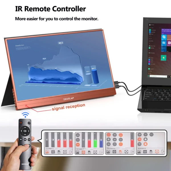 ZEUSLAP 15.6inch touching utrathin portable monitor remote control for phone, laptop, nintendo switch,steamdeck second screen