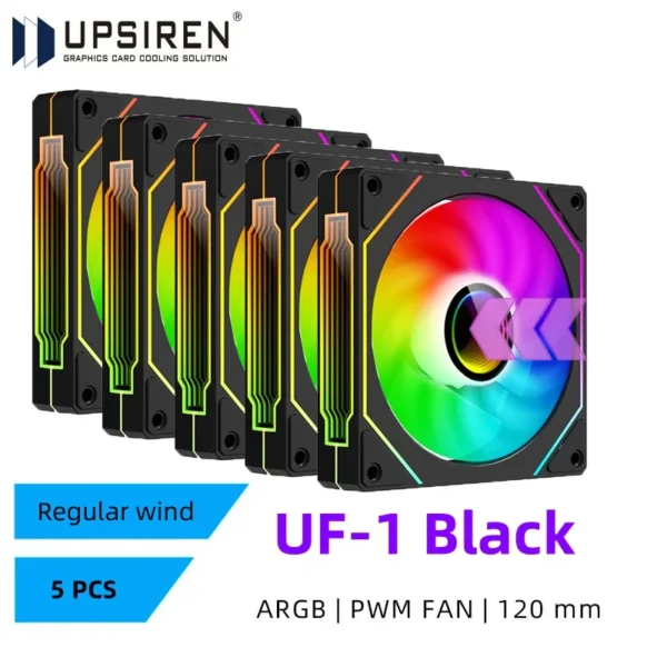 UPSIREN UF-1 PRISM 4 PRO Computer Chassis Fan 12cm ARGB 4 Pin PWM Quiet Cooling Fan 12V Large Air Volume 45.2CFM/600-1500RPM