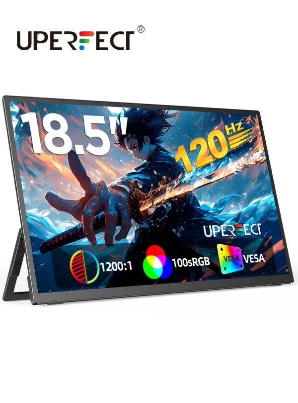UPERFECT 18.5" 120Hz Portable Monitor 100% sRGB 1080P FreeSync IPS Speakers USB C Mini HDMI Gaming Display For Phone NS PS5 XBOX