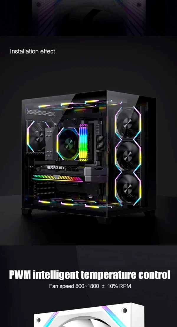 140 Case Fan ARGB, Silent 6-30dBa 89CFM Big Airflow, 14CM PC Cabinet 14025 Cooler Support Mobo 5V ARGB SYNC, Reverse Or Forward