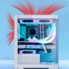 LED PC Gaming Case with Micro Support Audio Front Ports  Fan and Water Cooling for Desktop CPU Cabinet