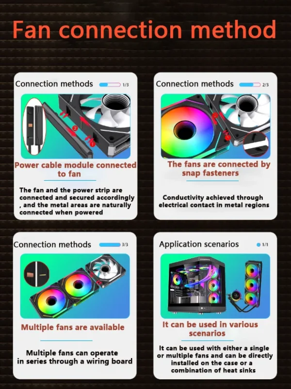 Prism 4 Pro Building Blocks Modular Case Fan ARGB Mirror Cycle Light Effect 800-2000RPM PWM Water Cooling 120mm Cooler Fan