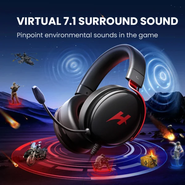 HAYLOU HexStorm G1 Wired Gaming Headphone 7.1 Surround Sound 50mm Dual Driver Esports Gamer Headset with Mic For PS4 PS5 PC