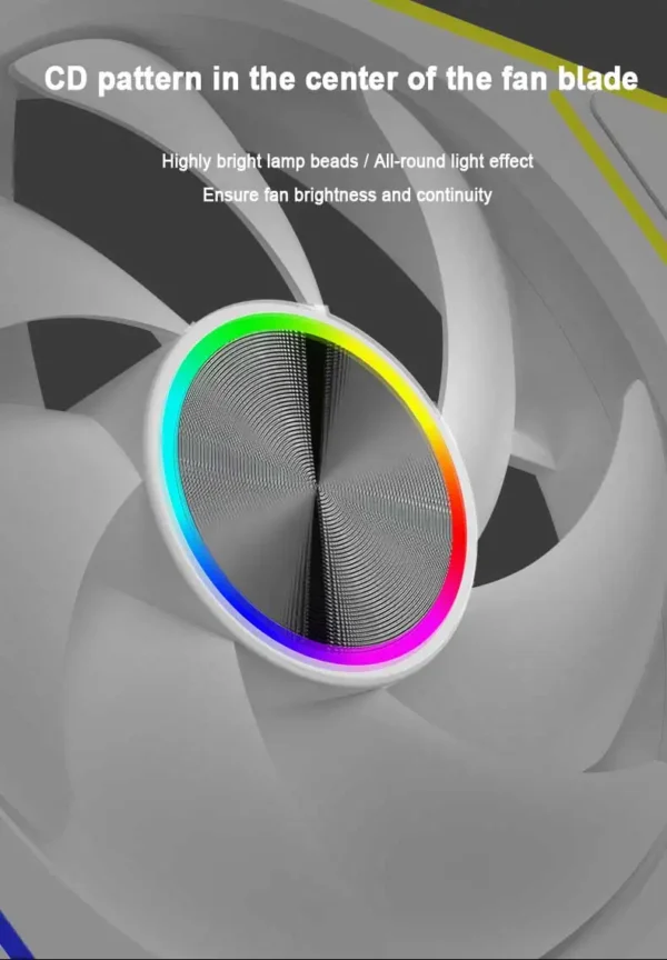UPSIREN WF-3 120mm Wire-free splicing case fan motherboard light synchronization 4PIN PWM Center axis CD texture design 12CM