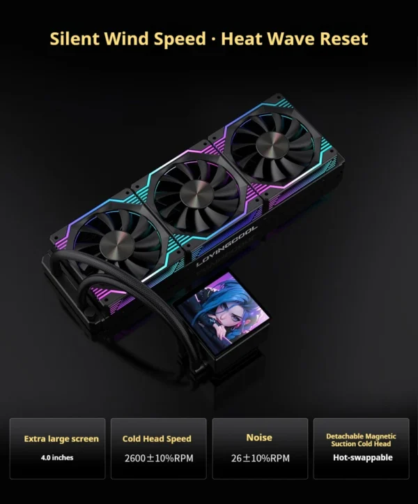 LOVINGCOOL DP-01 360/240 CPU liquid cooler radiator 4.0-inch super large frameless full screen diy water cooler