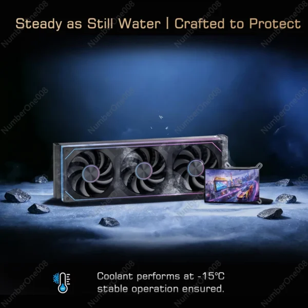 360mm Liquid CPU Cooler with 6.67 Inch Screen Video Display ARGB Fans Cooling for Desktop PC Case AMD