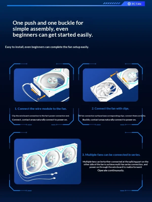 Hifrost Ice Chain Modular 120mm ARGB PC Case Cooling Fans Wireless Thermostatic Sync Lighting For Gaming Chassis CPU Cooler
