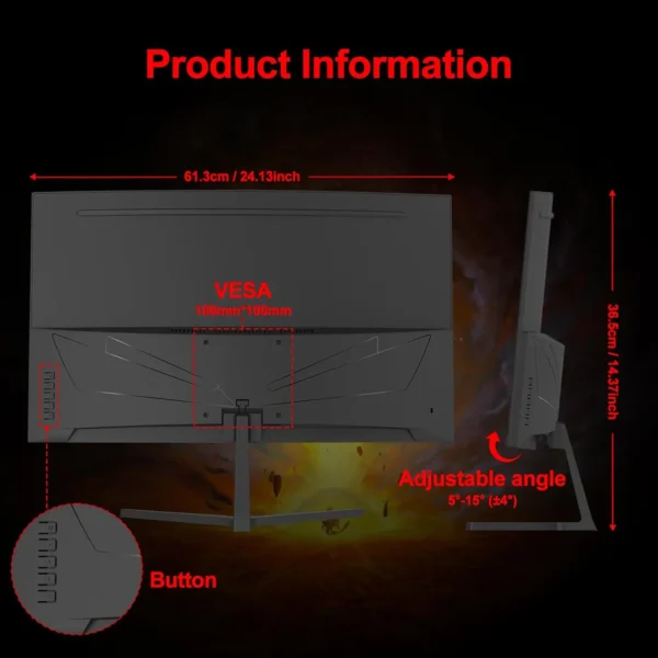 34 Inch Ultrawide Curved Gaming Monitor, 1500R PC Screen 165hz UWQHD 4K, Curved Computer Screen with FreeSync,Support Wallmount