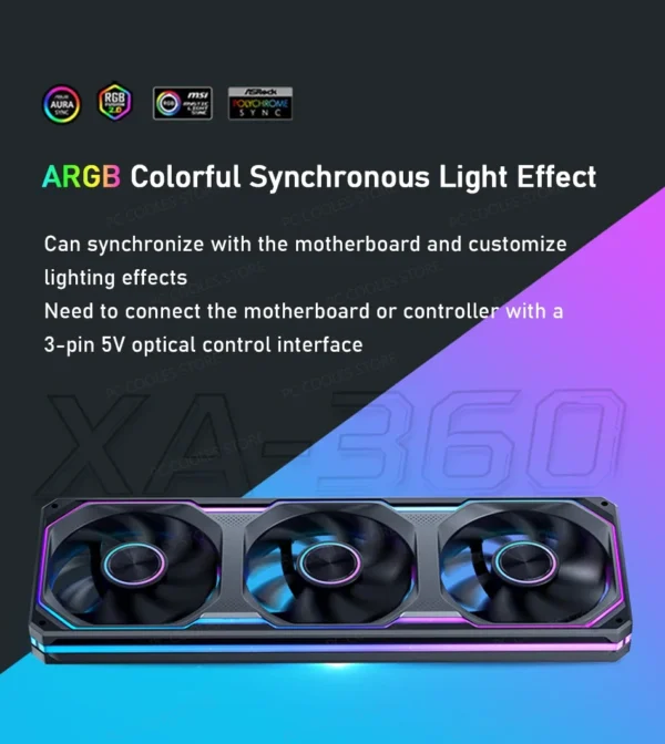 JONSBO XA-360/120 12CM ARGB Case Fan (Dual Bezel Lighting Effect/Color Blocking/Aura Sync/PWM Male/Female Connectors)