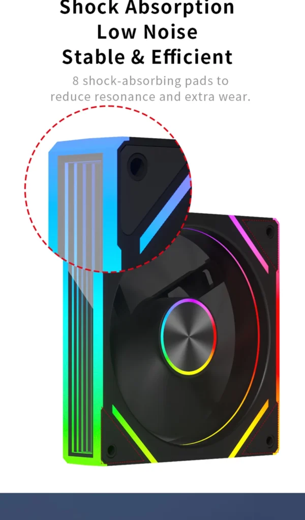 Power Train PRISM 8 PRO Computer Case Fan 120mm ARGB 4Pin PWM Quiet CPU Cooling Fan 12V Large Air Volume 56.8CFM/600-1500RPM