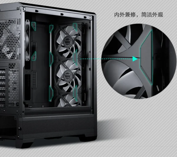 ATX Main Board Computer Glass Side Water Cooling Fan Chassis (140 Building Block Fan * 4/mesh Panel/360 Water Cooling Position)