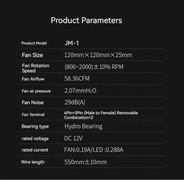 TEUCER JM-1 PC Case Fan 120mm ARGB Mirror Cycle Light Effect Cooling Fan 4PIN PWM Low noise Chassis Water Cooling Ventilador