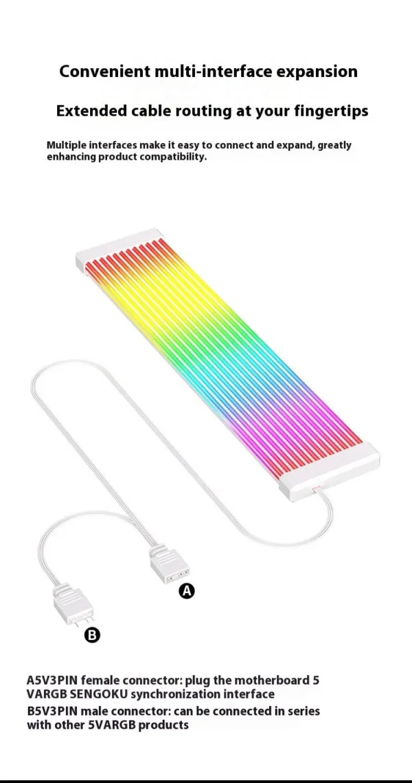 5V 3Pin ARGB Sync PC Cable 8/24PIN Motherboard Power Extension Cable Flexible LED Strip Light DIY Kit for Computer Power Supply