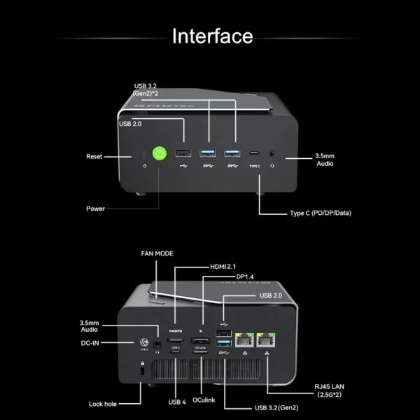 GMKtec K12 AMD Ryzen 7 H 255 Mini PC Dual DDR5 5600MT/s 3*SSD PCIe4.0 WiFi6 BT5.2 Dual 2.5G LAN OCulink Desktop Gamer Computer