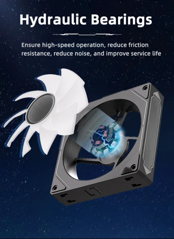 Coolcirc DL-1 120mm PC Case Fan 800-2000rpm PWM Hydro Bearing Silent 5V3Pin ARGB Water Cooler Magic Cableless Cooling Ventilator