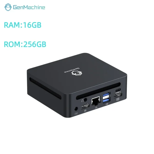 Genmachine AMD Ryzen 7 6800H Mini PC USB4 2.5G LAN | 8-Core 16-Thread | 16GB DDR5 256GB NVMe SSD | WiFi 6E & Bluetooth