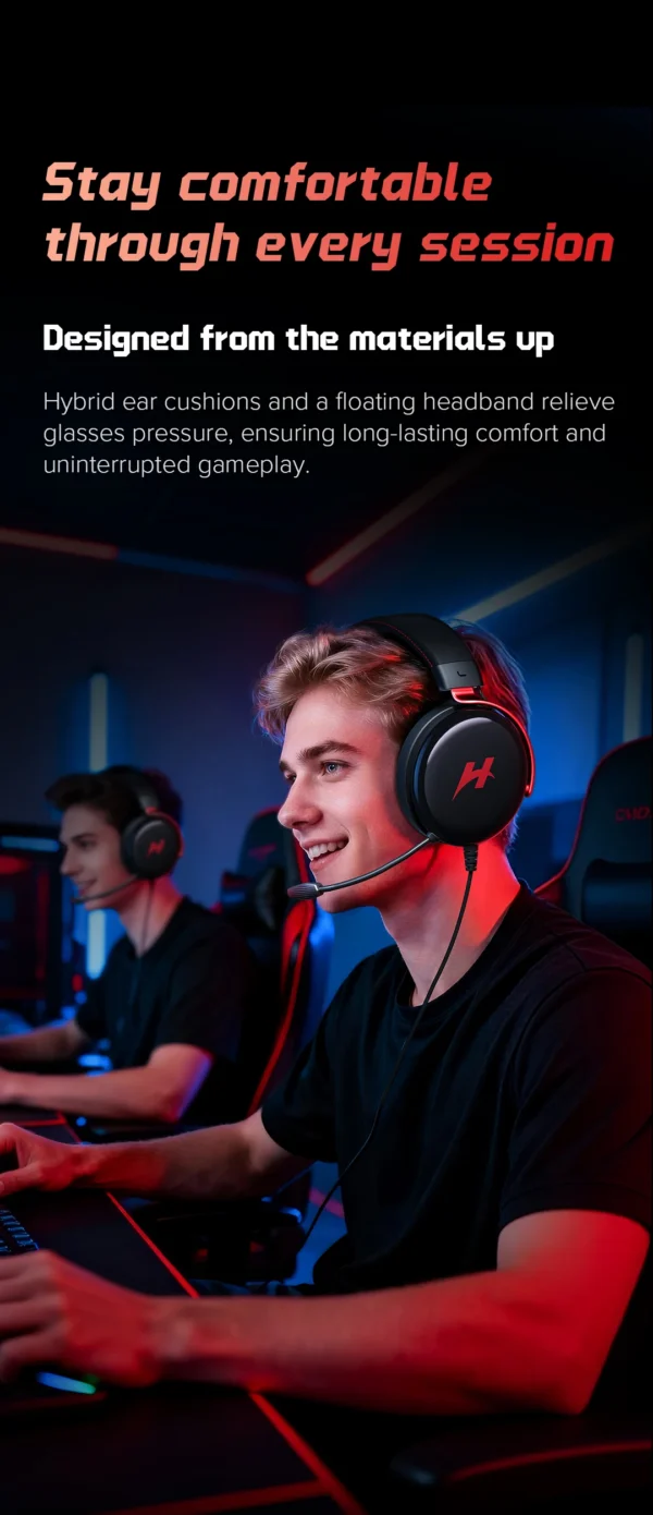 HAYLOU HexStorm G1 Wired Gaming Headphone 7.1 Surround Sound 50mm Dual Driver Esports Gamer Headset with Mic For PS4 PS5 PC