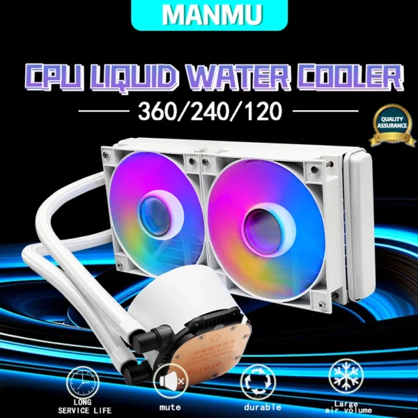 Manmu 240mm Liquid CPU Cooler 4pin PWM Fan 120mm RGB / AC Intergrated Water Cooling AM5 AM4 Intel 115x/1200/1700/2011/2066