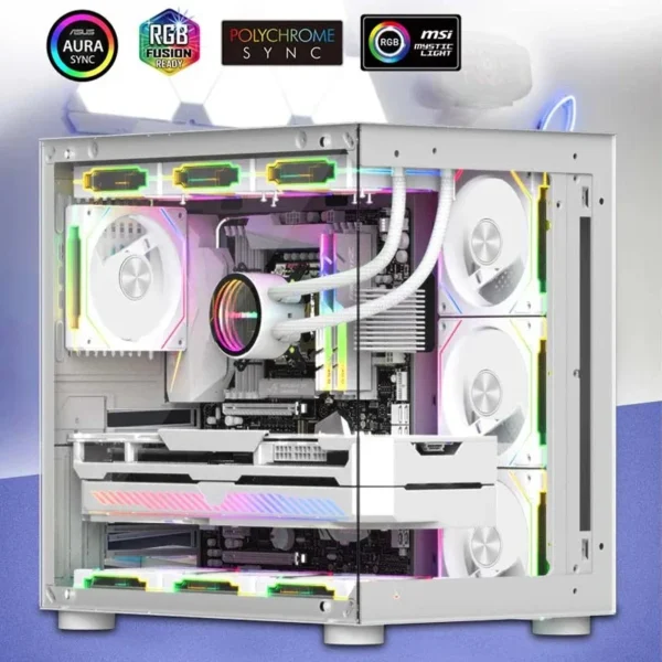 LDPCSJ Prism 4RS 120mm ARGB PC Case Fan with Infinity Mirror Design Motherboard Sync 4PIN PWM CPU Cooler Ventilador