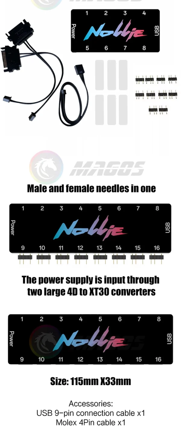 Nollie RGB Asynchronous Controller HUB 8/16 Ways Addressable ARGB Splitter Support Software Signal-RGB/OpenRGB Management