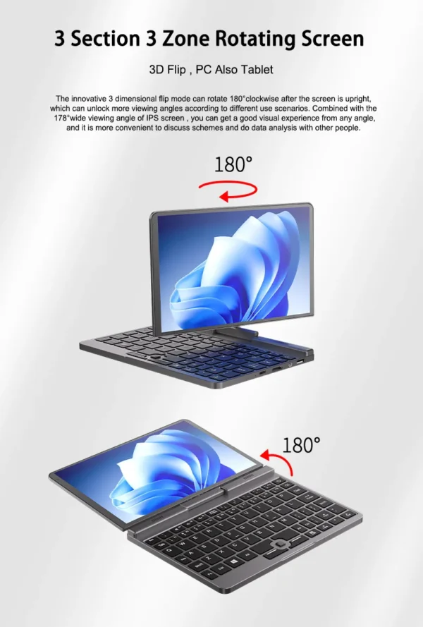 CRELANDER P8 8 Inch Mini Laptop Touchscreen Rotating 360 Degree Intel Alder N150 12GB WiFi6 Notebook Tablet PC Protable Laptops