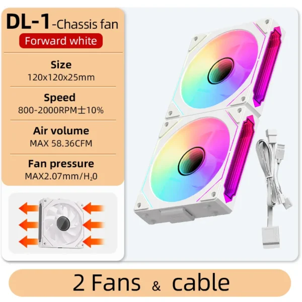 Coolcirc DL-1 120mm PC Case Fan 800-2000rpm PWM Hydro Bearing Silent 5V3Pin ARGB Water Cooler Magic Cableless Cooling Ventilator