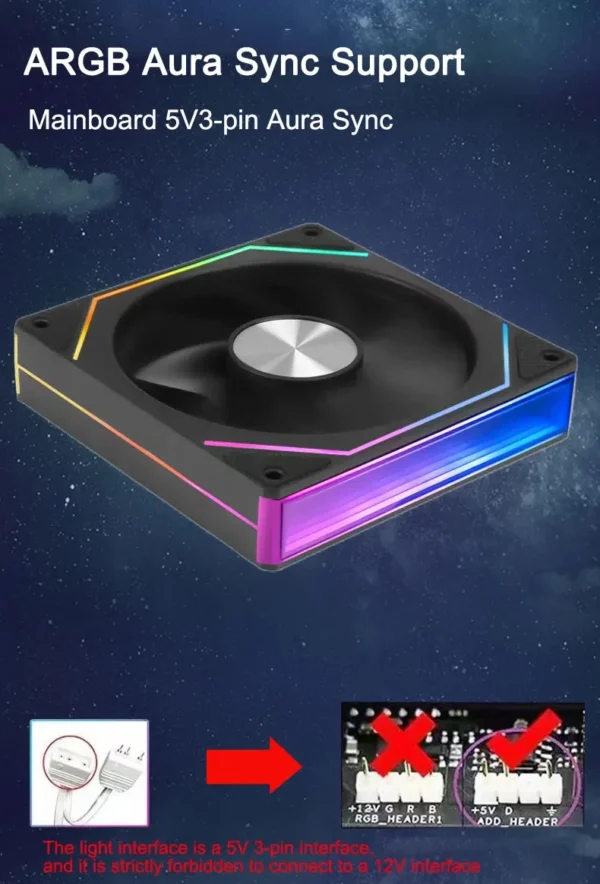 UPSIREN UF-3 Prism 7 PRO Computer Case Cooling Fan,Double-sided full lens,12CM ARGB motherboard synchronization，CD pattern axis