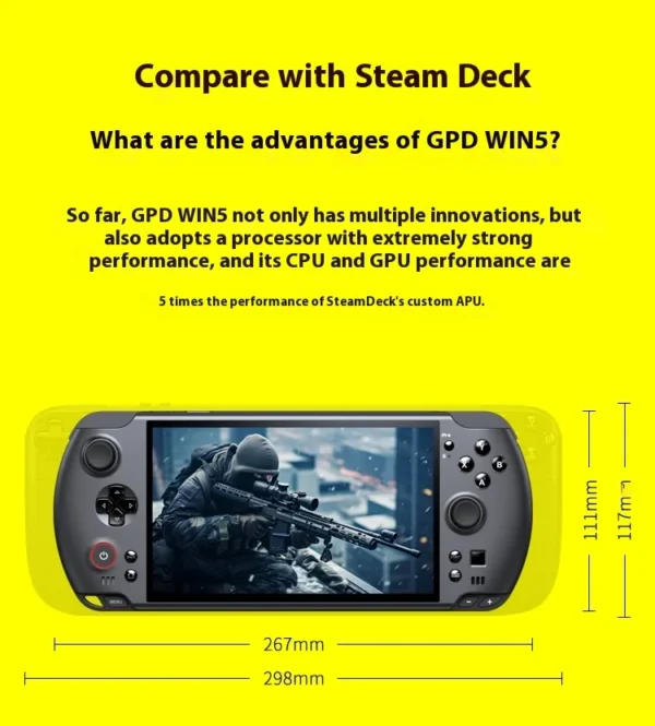 New GPD Win5 7" 120Hz 1080P LTPS Screen Handheld Gaming Console AMD395 M.2 2280 SSD Windows11 RGB Ergonomic Handheld Game Player