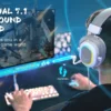 FIFINE RGB Gaming Headset with 7.1 Surround Sound/3-EQ/MIC,Over-ear Headphone with In-line Control for PC PS4 PS5 Ampligame-H6W