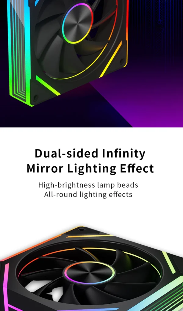 Power Train PRISM 8 PRO Computer Case Fan 120mm ARGB 4Pin PWM Quiet CPU Cooling Fan 12V Large Air Volume 56.8CFM/600-1500RPM