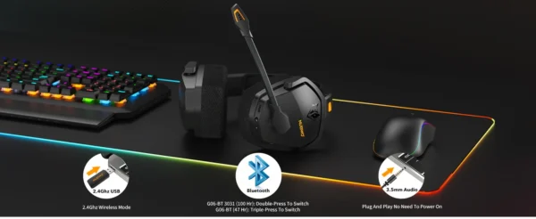 NUBWO G06 2.4G Dual Wireless Gaming Headset 5ms Low Latency 7.1 Surround ENC Mic For PC PS4 PS5 Gaming Bluetooth Headphones