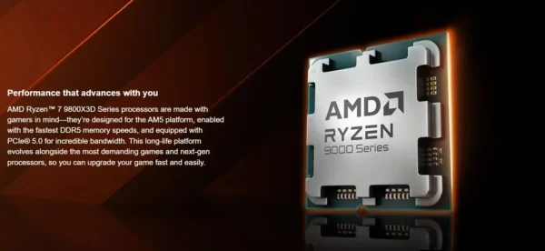 AMD Ryzen 7 9800X3D high-performance gaming processor 8 cores 16 threads 4nm process TDP 105W Frequency up to 5.0 GHz Socket AM5