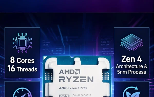 AMD Ryzen 7 7700 Used R7 7700 3.8GHz CPU processor 8-Core 16-Thread 5NM L3=32M 100-000000592 Socket AM5