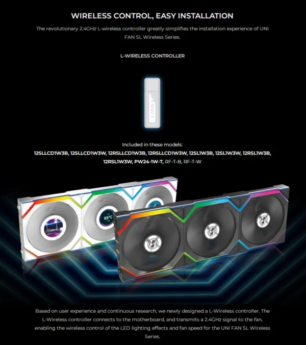 LIAN LI UNI FAN SL Wireless 120 Single Pack , Reverse Blade Triple Pack, LCD 120 Single Pack, Case fan, water cooled fan