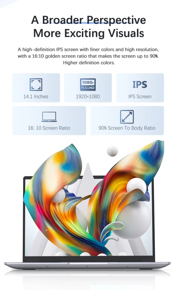 14.1" Ultra Slim Windows 11 Pro Laptop Computer intel Atom A3950 12GB RAM 1TB 2TB SSD Notebook PC 1080P HD Office Study Laptops