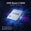 New AMD Ryzen 5 5500 R5 5500 3.6 GHz 6-Core 12-Thread CPU 7NM L3=16M 100-000000457 Socket AM4 but without cooler