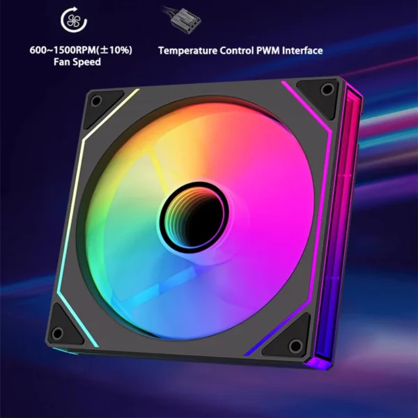 14cm ARGB Infinity Mirror PC Case Fan – 140mm Cooling Fan with PWM Silent Fan for Computer Case, CPU Cooler, Radiator