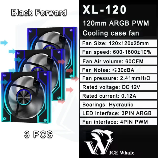 ICE Whale XL-120 ARGB PC Case Fan 120mm Infinity Mirror Design Motherboard Lighting Sync 4PIN PWM CPU Cooler Fan ventilador