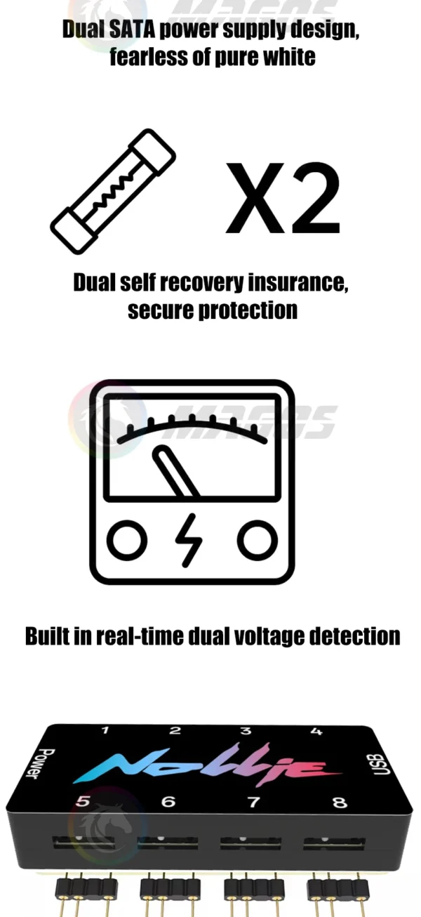 Nollie RGB Asynchronous Controller HUB 8/16 Ways Addressable ARGB Splitter Support Software Signal-RGB/OpenRGB Management