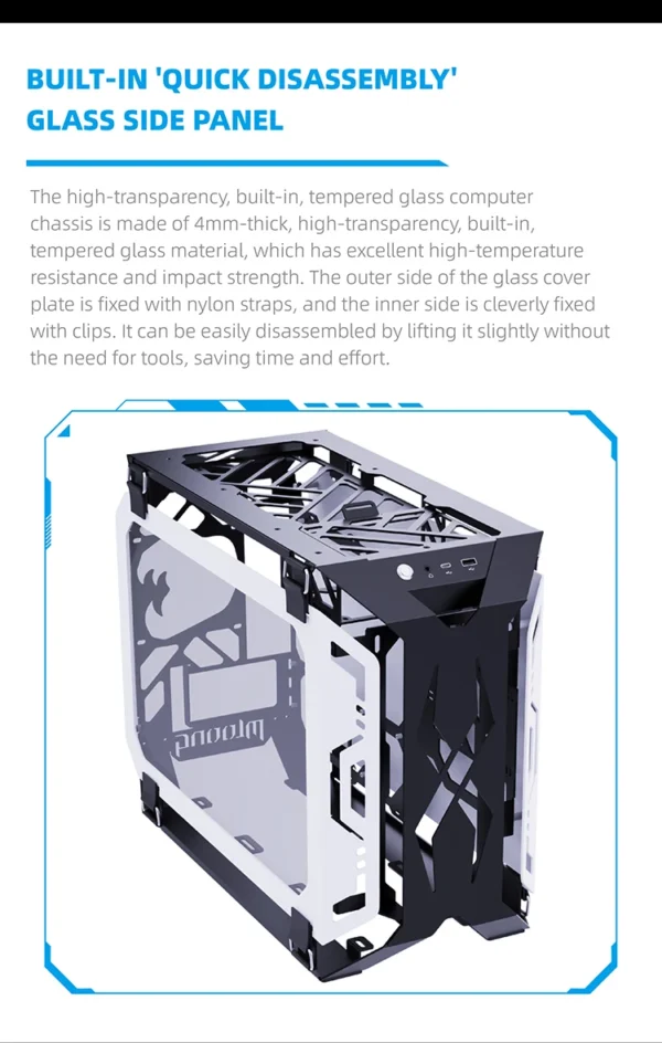 Lovingcool New Design Open Style Gaming Chassis Tempered Glass Micro ATX Mini ITX Computer RGB Casing Desktop PC Case with Fan
