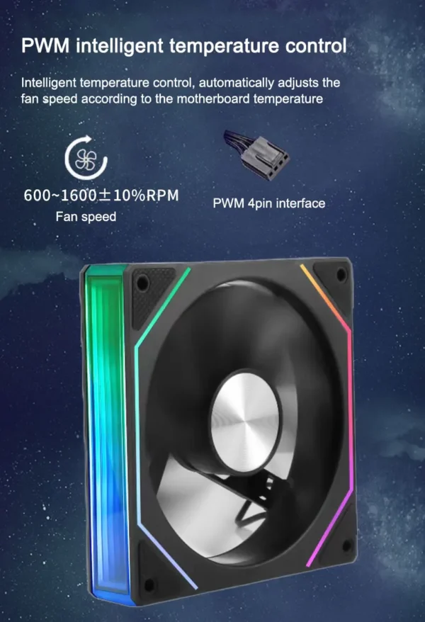 UPSIREN UF-3 Prism 7PRO Computer Case Cooling Fan,Double-sided full lens,12CM ARGB motherboard synchronization，CD pattern axis