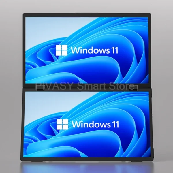 15.6 Inch Dual Screen Portable Monitor for PS5 Switch Hosts HD 1080P PC Secondary Screen 360° Rotation One-Cable LCD IPS Panel