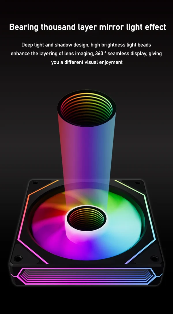 Zezzio Prism 6 PRO 120mm PC Case Fan ARGB 12V 4PIN PWM Air Cooler CPU Cooling Fan 3-sided Infinite MirrorCompute Chassis Fan