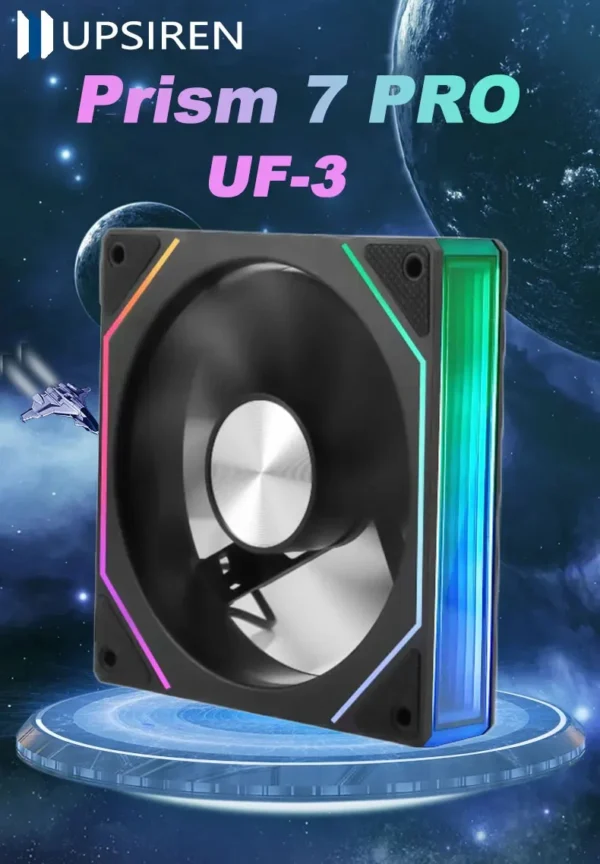 UPSIREN UF-3 Prism 7 PRO Computer Case Cooling Fan,Double-sided full lens,12CM ARGB motherboard synchronization，CD pattern axis