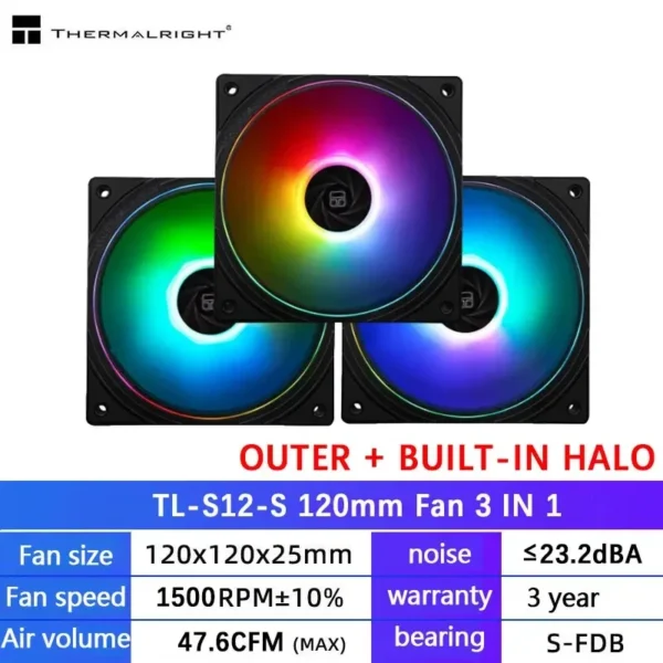 Thermalright TL-C12C 3 in 1 120mm Cooling Fan 5V ARGB gamer Adjust Speed Cooler argb Adjustable computer Case Fan ventilador