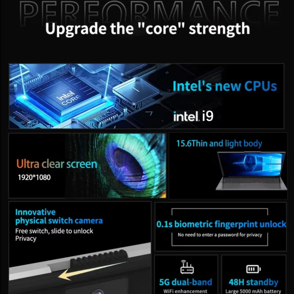 2026 Fingerprint UnIock Notebook Windows 11 Pro 15.6 inch Laptop Intel Core i9-10980HK 16GB RAM 1TB/2TB SSD Office game Laptops
