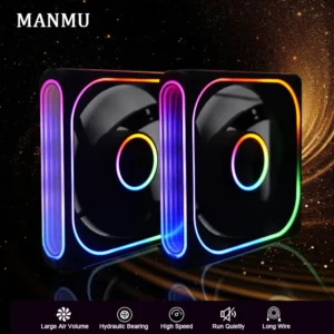 MANMU Case Fans Air Cooling Fixed Color Rainbow Rgb Cooling Fan 120mm Computer Case Cooling Fans 2pin