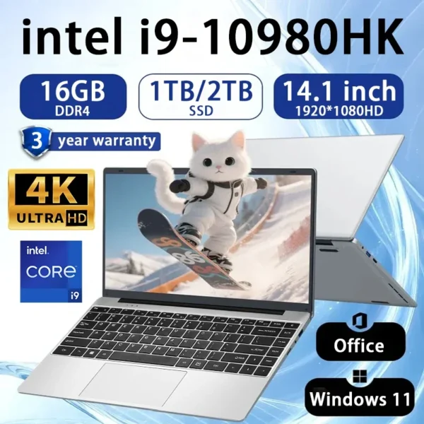 NEW Intel Core i9 10980HK laptop 14.1 inch 16GB RAM 2TB SSD Portable Gaming laptops Windows 11 Por Office PC Notebook computer