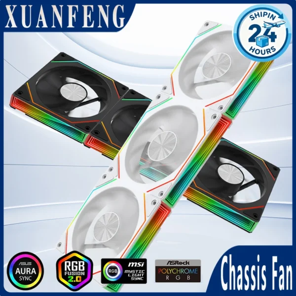 ARGB PC Case Fan 120mm Infinity Mirror Design Motherboard Lighting Sync 4PIN PWM CPU Cooler Fan ventilador Air-cooler mute fans